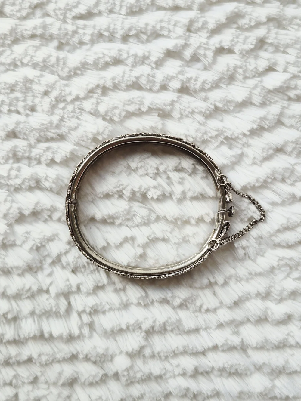 Vintage Silver Tone Woven Braided Cuff Bracelet